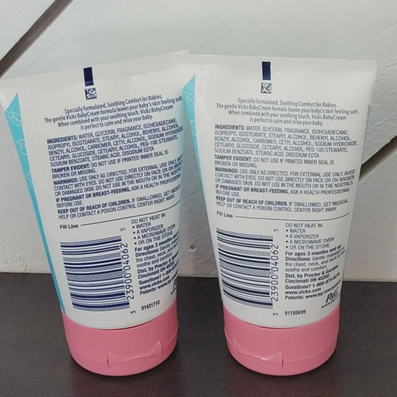 2 Vicks Baby Cream Soothing Cream Eucalyptus Rosemary Aloe Vera & Lavender 14CT - Picture 3 of 4